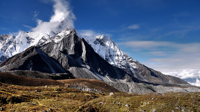 Mount Everest Sagarmatha National Park Ama Dablam in Himalayas Nepal