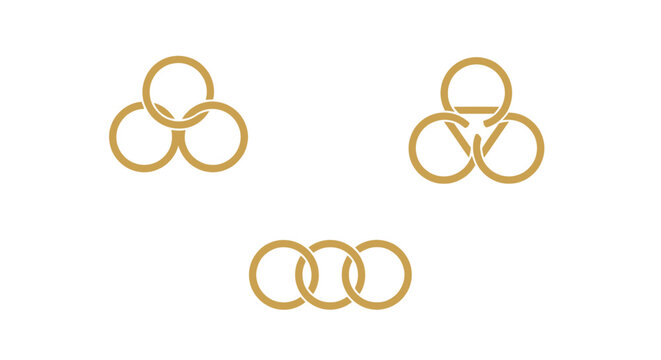 Golden Interlocking Rings Symbol Design.