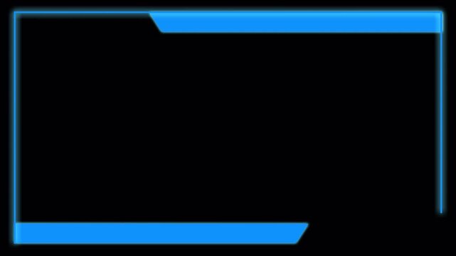 Frame hud element featuring a glowing blue rectangular border for digital design.  Ideal for futuristic digital interfaces, gaming graphics, and techthemed projects. 4K - Alpha Channel
