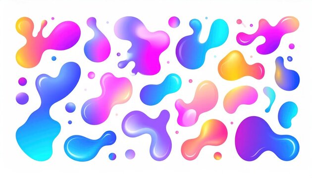 Soft gradient liquid blobs and abstract fluid element collection.
