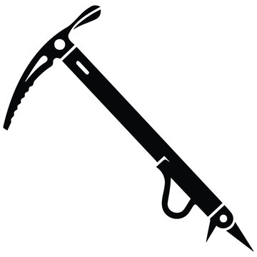 Ice axe climbing tool, sharp spike, vector silhouette illustration for outdoor adventure.
