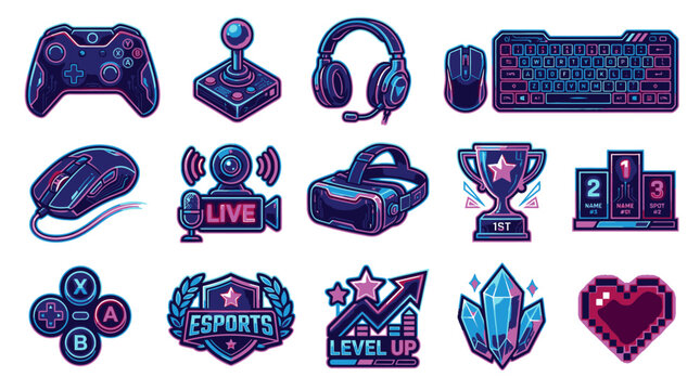 Collection of gaming icons and symbols.