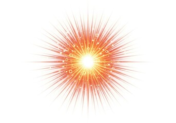 Fototapeta premium Vibrant Orange and Red Starburst Explosion with Glowing Light Rays and Sparkles on White Background