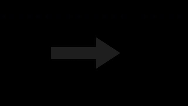 Black arrow pointer bouncing to the right, transparent background seamless loop animation