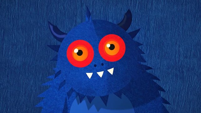 Blue monster with red eyes.
