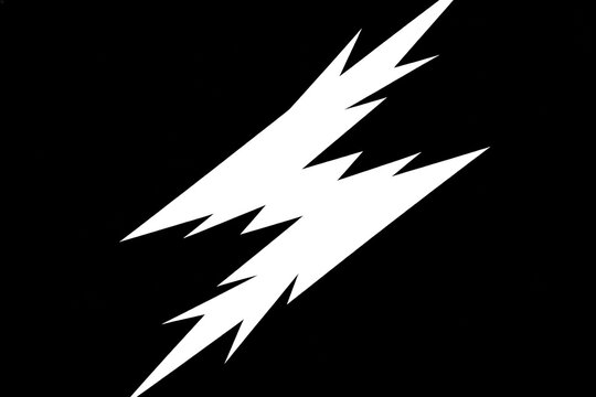 White lightning bolt on black background