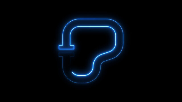 Blue neon question mark on black background punctuation symbol