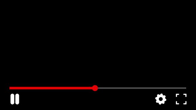 Video Player Interface UI Overlay with Playback Controls on alpha channel transparent background.