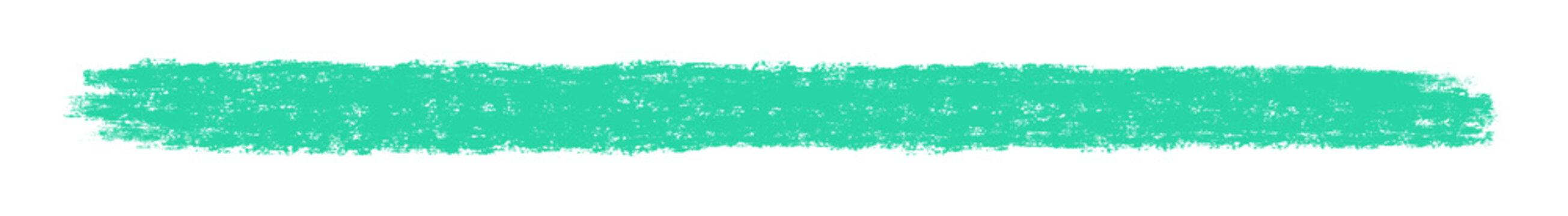 Green chalk stroke line. Textured hand drawn underline, teal marker smear smudge, rough crayon swash. Horizontal paint swipe graphic.