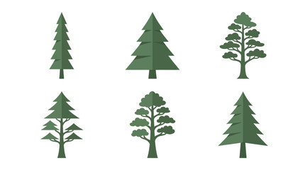 Obraz premium Assorted evergreen tree illustrations