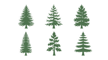 Obraz premium Collection of evergreen tree silhouettes