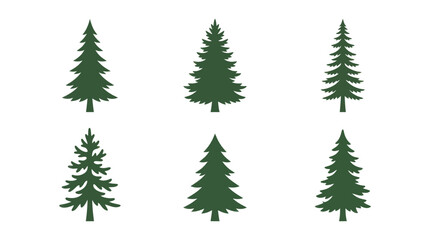 Obraz premium Collection of evergreen tree silhouettes