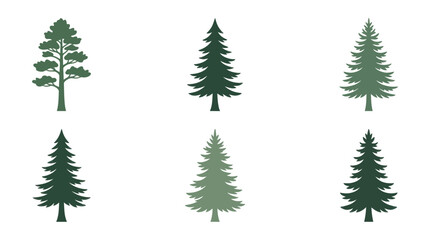 Fototapeta premium Collection of evergreen tree silhouettes