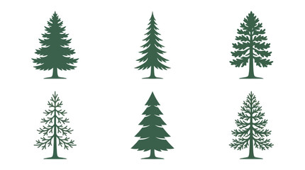 Obraz premium Collection of evergreen tree silhouettes