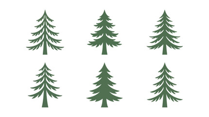 Obraz premium Collection of evergreen tree silhouettes