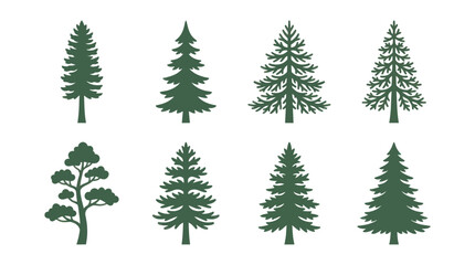 Obraz premium Collection of evergreen tree silhouettes