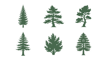 Obraz premium Collection of evergreen tree silhouettes
