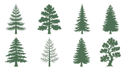 Obraz premium Collection of evergreen tree silhouettes