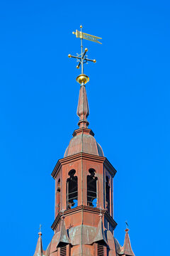 Spire Top of Bell Tower at Cathedral Church of Norway Diocese of Oslo Sunny Autumn Day
