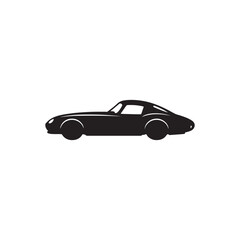 Fototapeta premium Classic Sports Coupe Side View Silhouette Vector Icon, Vintage Performance Car Isolated on White Background