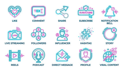 Fototapeta premium Social media icons and symbols.