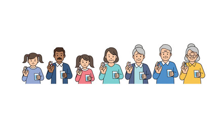 Obraz premium Diverse group of people holding drinks in small cups.