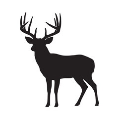 Obraz premium Deer Silhouette Against White Background Minimalist Animal Shape