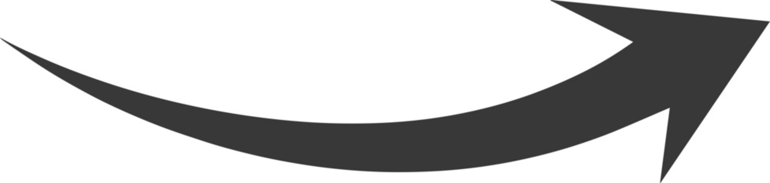 grey long curved right arrow swoosh direction arrow vector