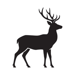 Fototapeta premium Deer silhouette against a white background a monochrome animal shape
