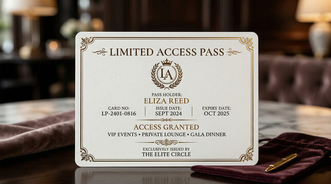 Limited Access Pass VIP exclusive membership card