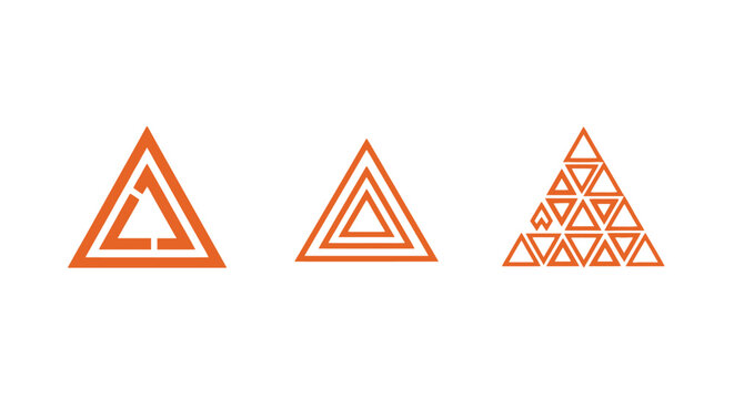 Geometric Triangle Patterns in Orange Outline Style.