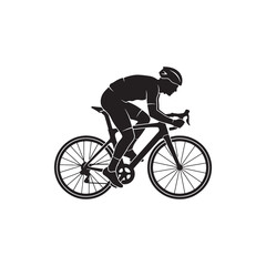 Obraz premium Competitive Road Cyclist Silhouette on Racing Bicycle Isolated on White Background Vector Illustration