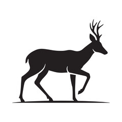 Fototapeta premium Deer Silhouette On White Background Minimalist Wildlife Illustration