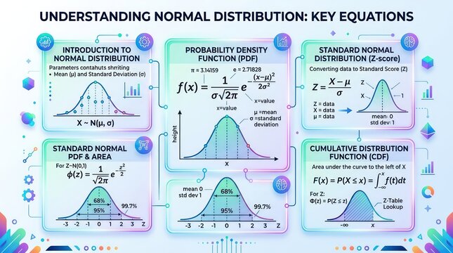 Visual guide illustrating normal distribution concepts and probability density functions.