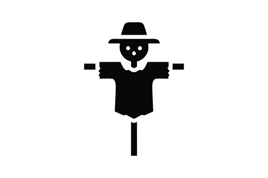 Black Scarecrow Icon Vector for Farming and Agriculture