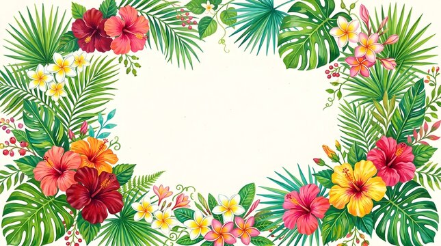 Tropical Floral Frame With Copy Space