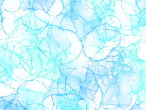 涼しさを感じる水色の泡の背景素材イラスト
