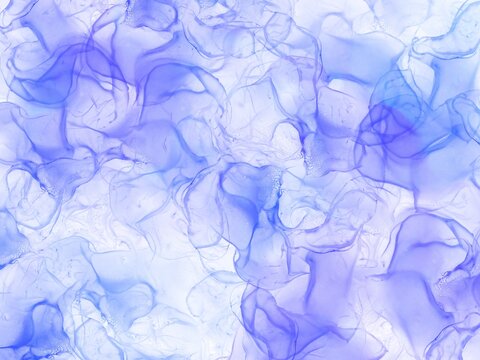 青色のアルコールインクで描いた透明感のある綺麗な背景素材イラスト