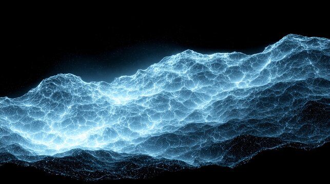 Gently Pulsing Bioluminescent Patterns Interwoven With Deep Ocean Waves