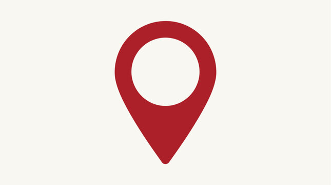 Red location pin icon on white background.