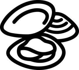 Open Clam Shell Icon, Seafood, Ocean, Simple Line Art © mion