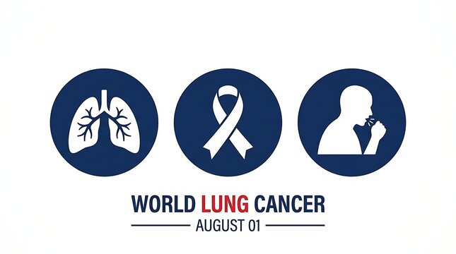 World lung cancer day awareness august 01 graphic with human lungs and ribbon