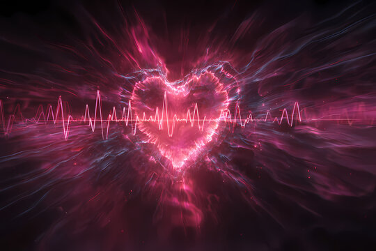 Vibrant Digital Heartbeat with Luminous Energy Field