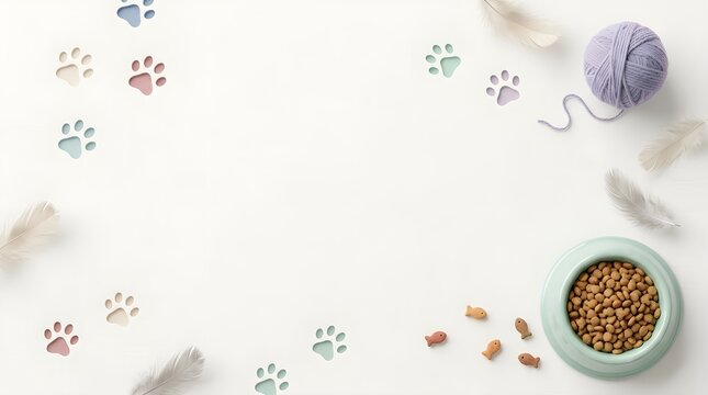 Cute Cat Supplies Background Template