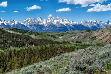 Grand Teton NP. Landscape in the spring, with snow on the mountains, in Grand Teton National Park, in the United States of America. © henk bogaard