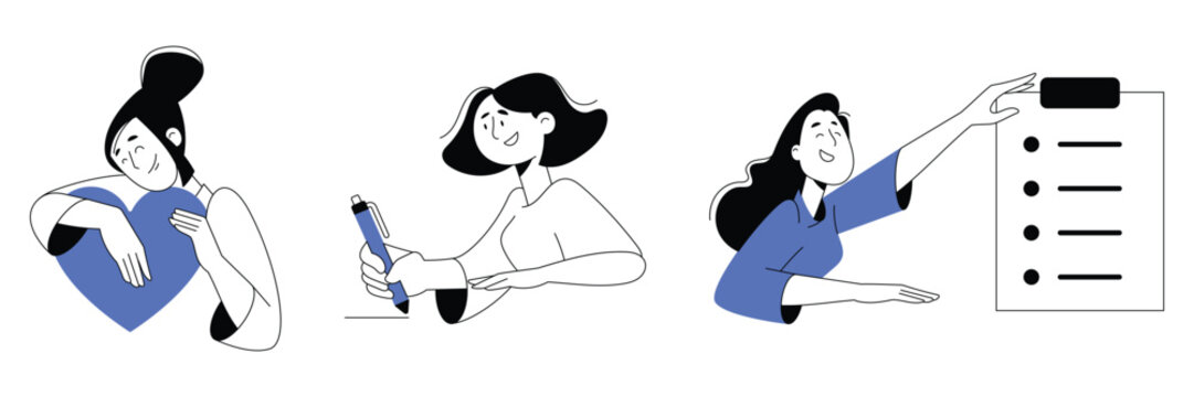 Women Activities Illustration Elements Set