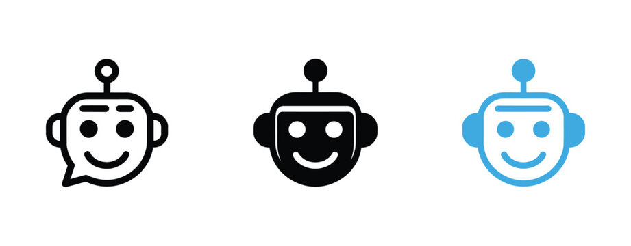 Chatbot Icon, Virtual Assistant AI Bot Symbol for User Interface Website and Application Design