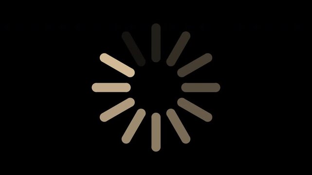 Beige loading spinner icon rotating smoothly, transparent background seamless loop animation