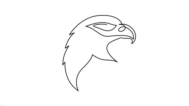 Continuous Line Art Animation of Minimalist Eagle Head Profile