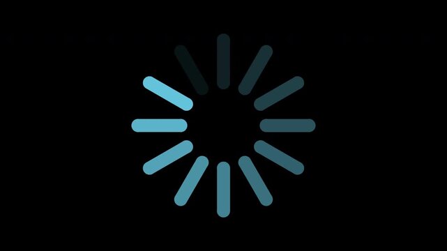 Blue loading spinner icon rotating smoothly, transparent background seamless loop animation